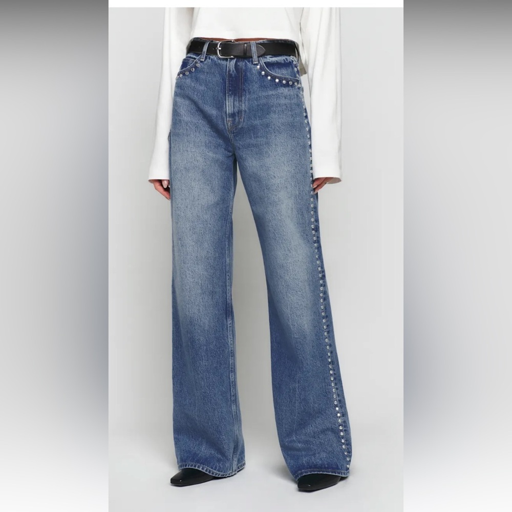 Reformation Cary Low Rise Studded Jeans Size 26